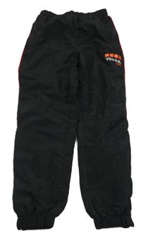 Čierne šušťákové podšité nohavice s nápisom