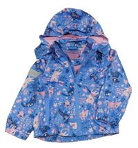 Modro-ružová šušťáková jarná bunda s mačkami a kapucňou Impidimpi