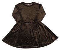 Hnedo-čierne leopardí zamatové šaty