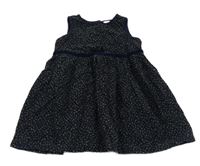 Tmavomodré vzorované manšestrové šaty Next