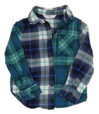 Zeleno-tmavomodro-bílá kostkovaná košile M&S