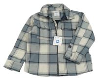 Nové - šedo-modro-bílá kostkovaná košilová bunda Mayoral