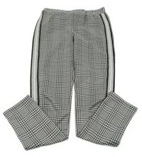 Černo-šedé vzorované tregíny s pruhem Y.F.K.