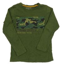 Tmavozelené tričko s army pruhom