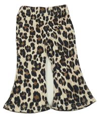 Béžovo-čierne leopardí flare legíny Shein