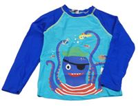 Modro-tmavomodré UV tričko s chobotnicí