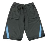 Tmavošedé sportovní kraťasy s modrými pruhy a kapsami active touch