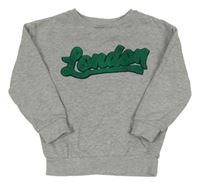 Sivá melírovaná mikina so zeleným nápisom sfera