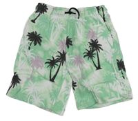Zeleno-černé teplákové kraťasy s palmami George
