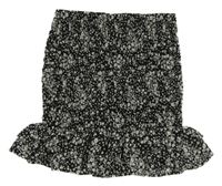 Čierno-biela kvetovaná sukňa s volánikom H&M