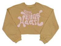 Hnedá crop mikina s nápisom H&M