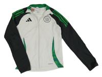 Bílo-šedo-zelená funkční fotbalová propínací mikina - Celtic Adidas