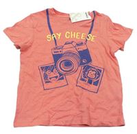 Korálové tričko s fotoaparátem a zvířaty zn. Pep&Co