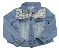 Světlemodrá riflová crop bunda s krajkou Denim Co.