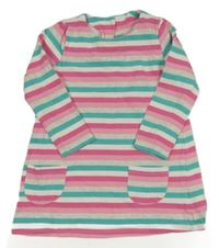 Bielo-zeleno-sivo-ružové pruhované šaty Mothercare