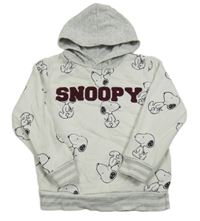 Bílo-šedá mikina se Snoopym a kapucí H&M