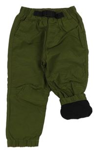 Khaki šusťákové cuff podšité kalhoty Next