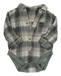 Bílo-hnědo-šedo-zelené kostkované košilové body George