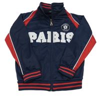 Tmavomodro-červená prepínaci športová mikina s nápisom