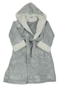 Svetlosivý plyšový župan s kapucňou Peacocks