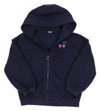 Tmavomodrá prepínaci mikina s třešněmi a kapucňou