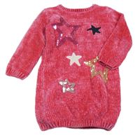 Fuchsiové žinylkové šaty s hviezdami George