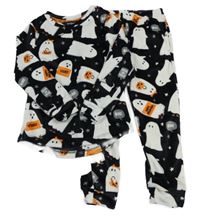 Černé plyšové pyžamo s duchy 