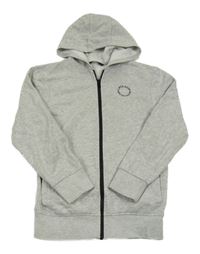 Světlešedá melírovaná propínací mikina s nápisem a kapucí George