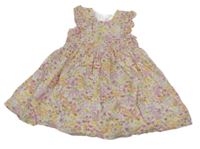 Bílo-barevné květované šaty George