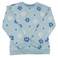 Světlemodro-biela kvetovaná mikina Primark