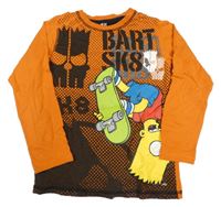 Oranžovo-černé triko s Bártem a nápisy H&M