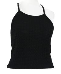 Dámský černý žabičkový crop top 