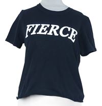 Dámske čierne crop tričko s nápisom Miss Selfridge