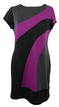 Nové - Dámské černo-purpurovo-šedé vzorované šaty 