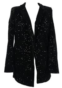 Dámsky čierny zamatový sakový cardigán s flitrami zn. River Island