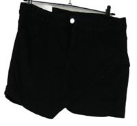 Nové - Dámska čierna rifľová sukňa so všitými kraťasy