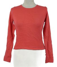 Dámsky ružový vzorovaný crop sveter