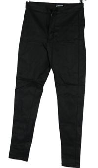 Dámske čierne potiahnuté é skinny nohavice Momokrom