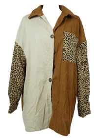 Dámská béžovo-smetanovo-vzorovaná manšetrová košilová bunda Shein