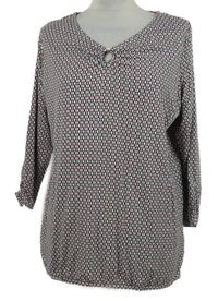 Dámské černo-bílo-červené vzorované triko Multiblu 