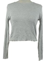 Dámské šedé žebrované crop triko 