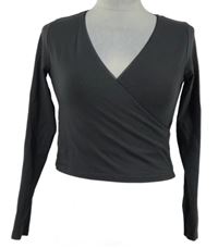 Dámske tmavosivé crop tričko New Look