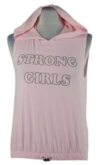 Dámský růžový top s nápisem a kapucí 