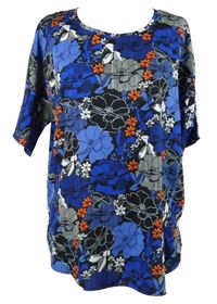 Dámska modro-červeno-biela kvetovaná blúzka Peacocks