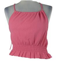 Dámsky ružový strukturovaný crop top Gina Tricot