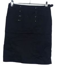 Dámska tmavomodrá púzdrová sukňa s gombíky H&M