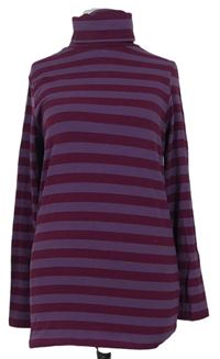 Dámske vínovo-fialové pruhované tričko s rolákom Atmosphere