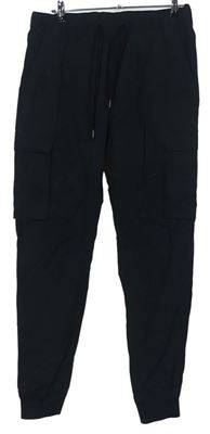 Pánske čierne šušťákové cargo nohavice s vreckami H&M