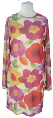 Dámské barevné květované tylové šaty Primark 