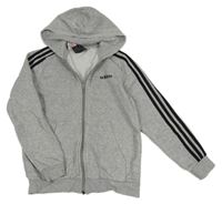 Světlešedá propínací mikina s logem a kapucí Adidas